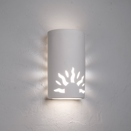 Luxury Lighting Asavva 13in. High Half Sun Ceramic Outdoor Wall Light, Paintable White Bisque 411-33A-W-u/d-7-17